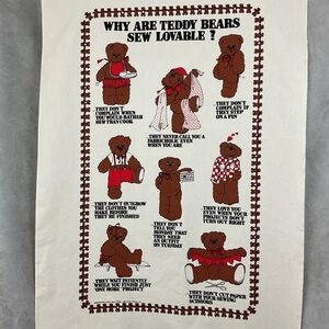Vintage Daisy Kingdom teddy bear fabric panel 29” x 40” Laurie Adam